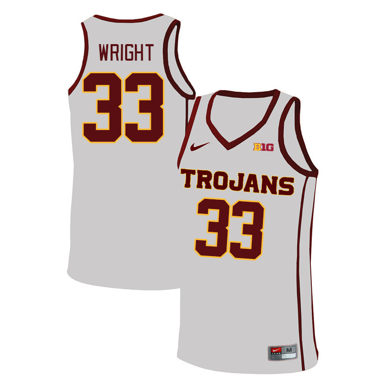 USC Trojans #33 Kijani Wright Big 10 Conference College Basketball Jerseys Stitched Sale-White